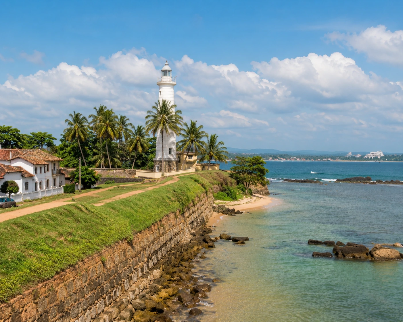 Historic Galle Dutch Fort in Galle, Sri Lanka, featuring colonial architecture, ancient ramparts, and panoramic views of the Indian Ocean.